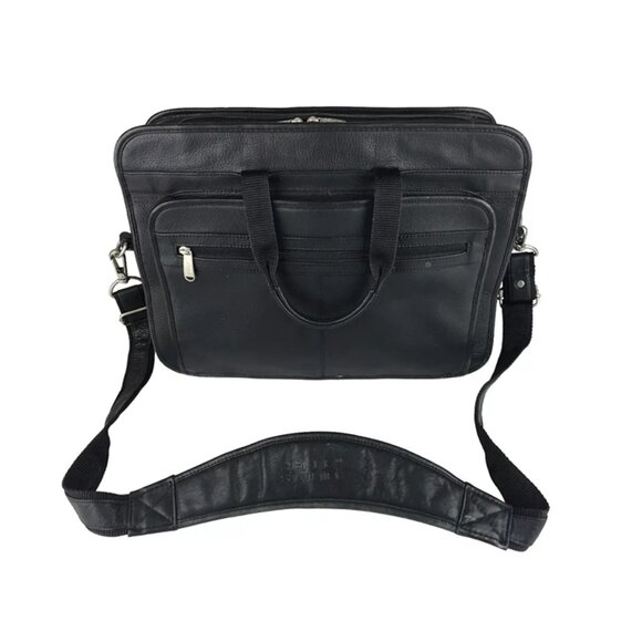 Wilsons Leather Unisex Black Pelle Studio Inner Dividers Pockets Laptop Bag